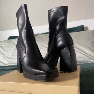 Black Princess Polly Block Heel Boots